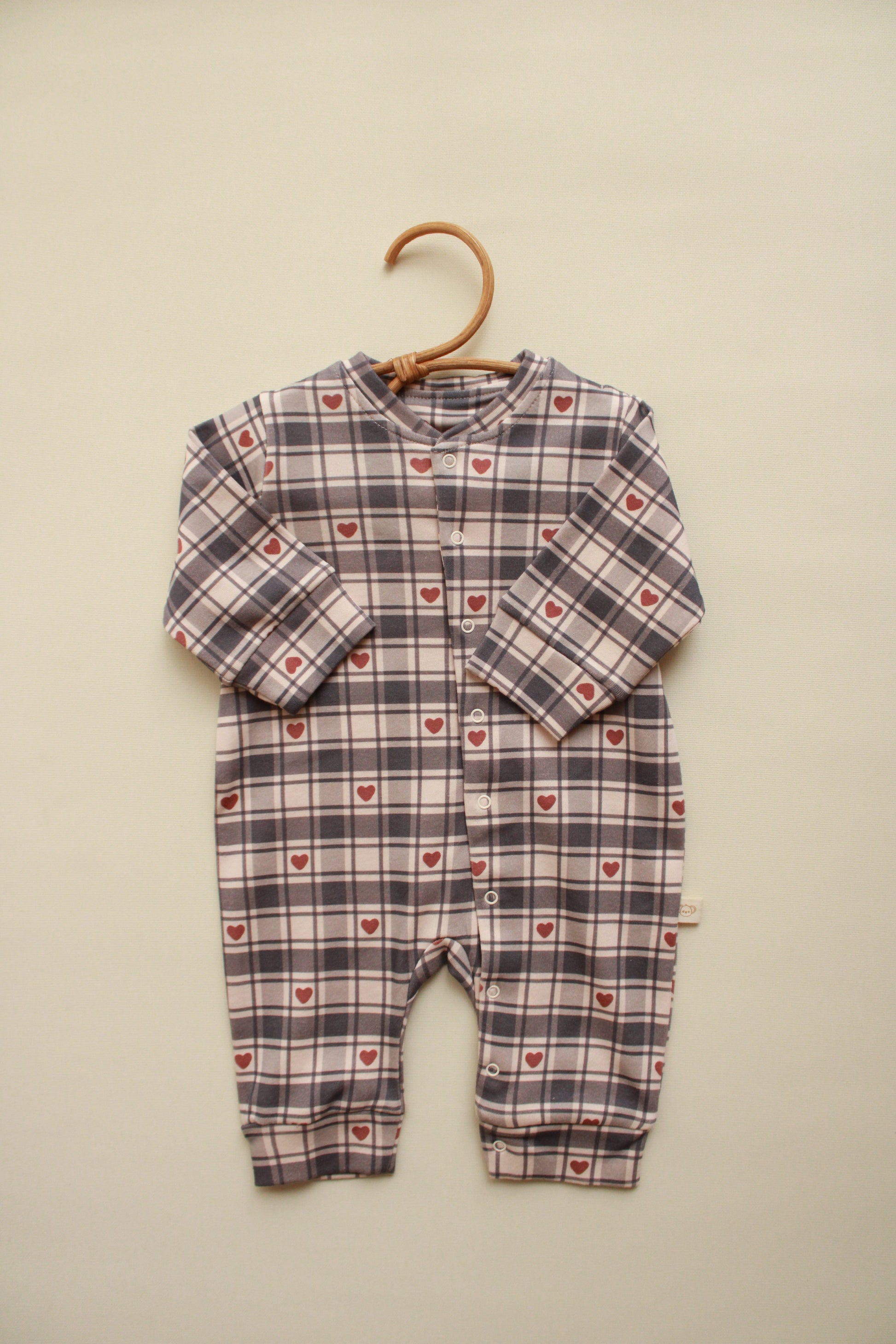 Heart Plaid Onesie Honey and Hive
