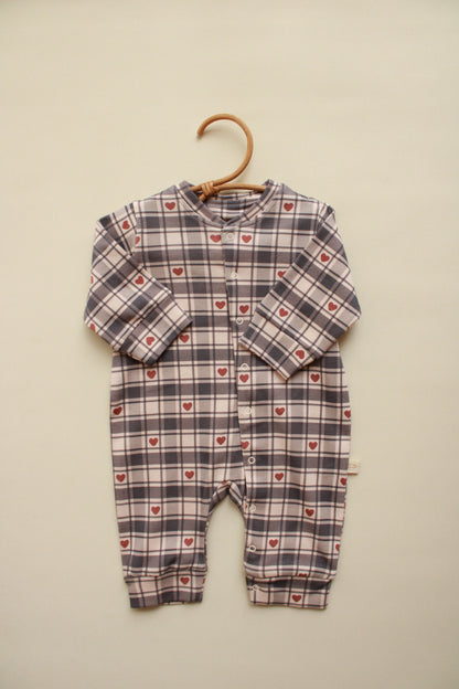 Heart Plaid Onesie Honey and Hive