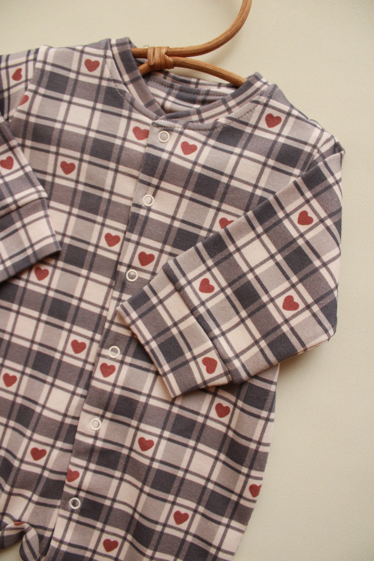 Heart Plaid Onesie Honey and Hive