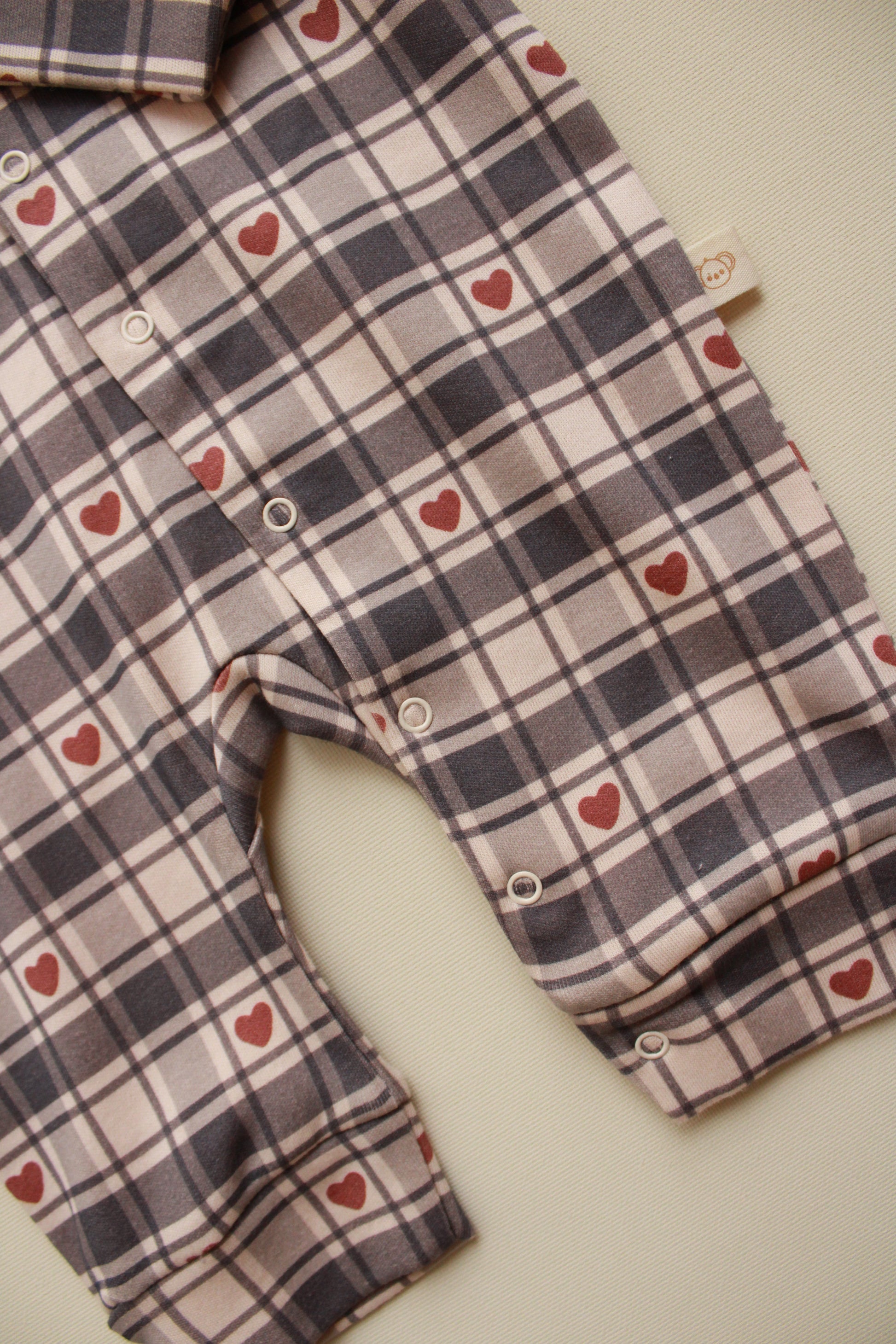Heart Plaid Onesie Honey and Hive