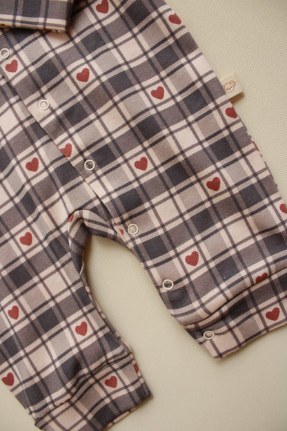 Heart Plaid Onesie Honey and Hive