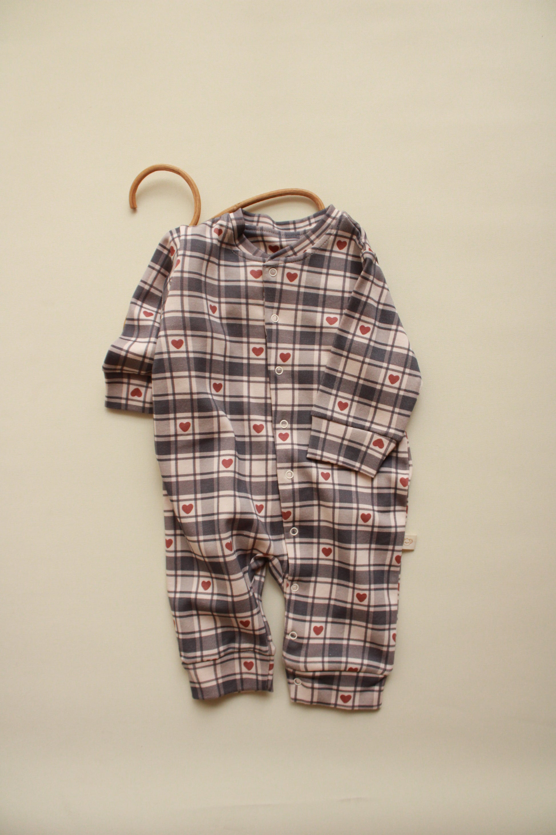 Heart Plaid Onesie Honey and Hive