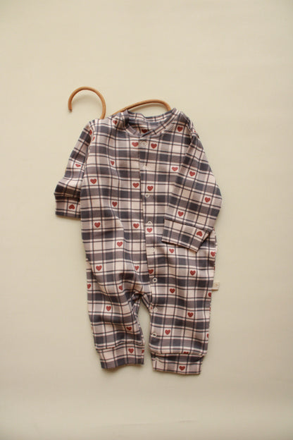 Heart Plaid Onesie Honey and Hive
