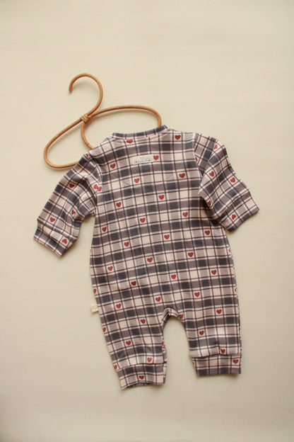 Heart Plaid Onesie Honey and Hive