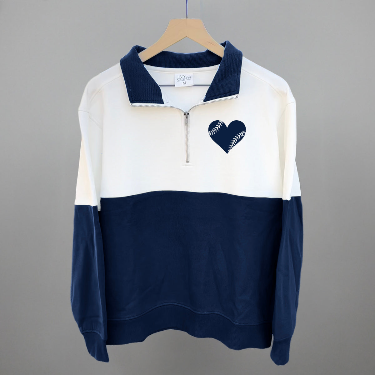 Baseball Heart (Left Chest) Ivy + Cloth