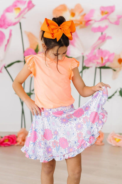 Neon Coral S/S Ruffle Tee Mila & Rose ®