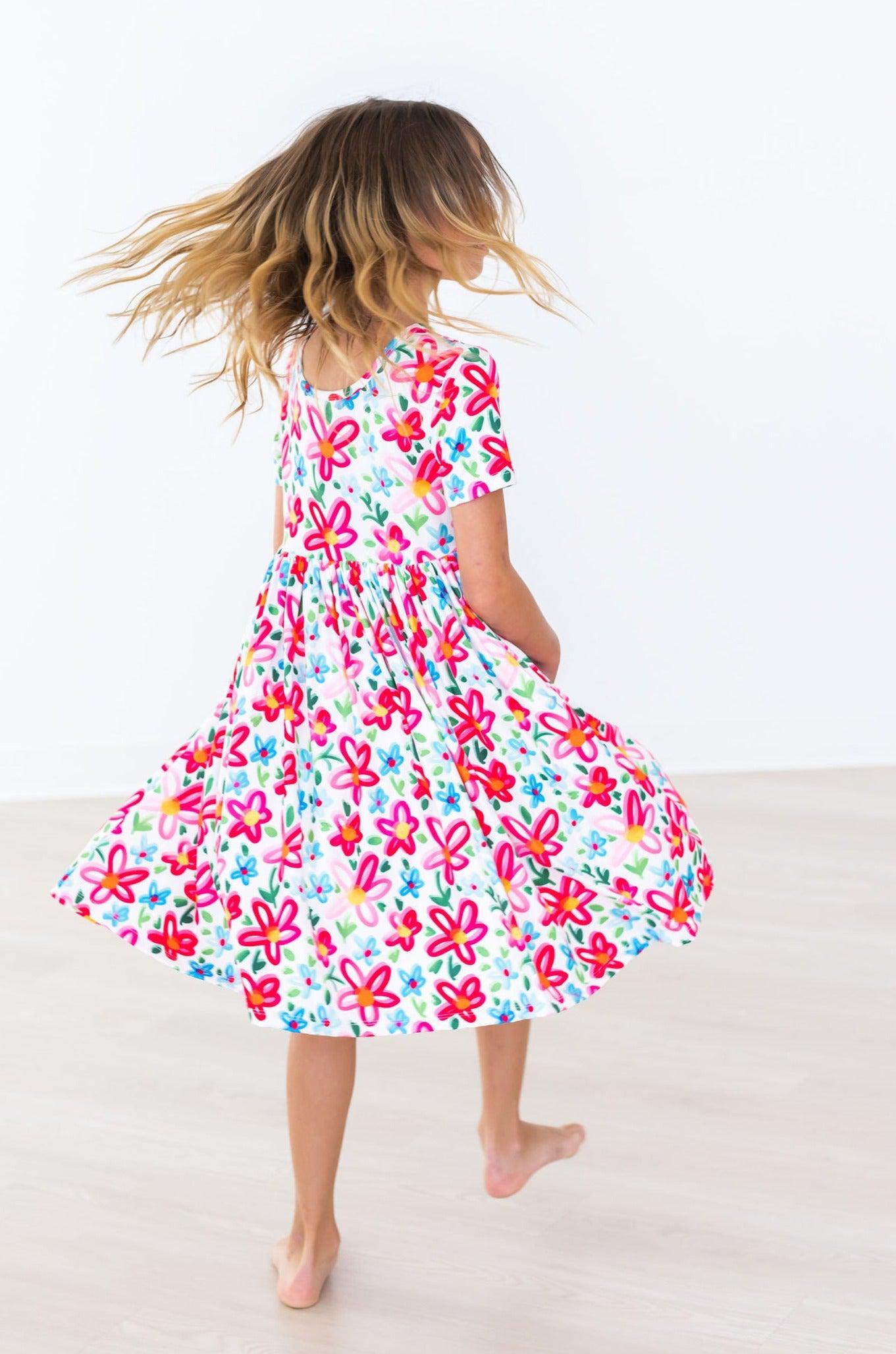 Neon Floral S/S Pocket Twirl Dress Mila & Rose ®