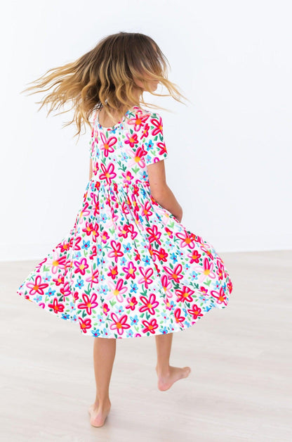 Neon Floral S/S Pocket Twirl Dress Mila & Rose ®