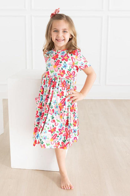 Neon Floral S/S Pocket Twirl Dress Mila & Rose ®