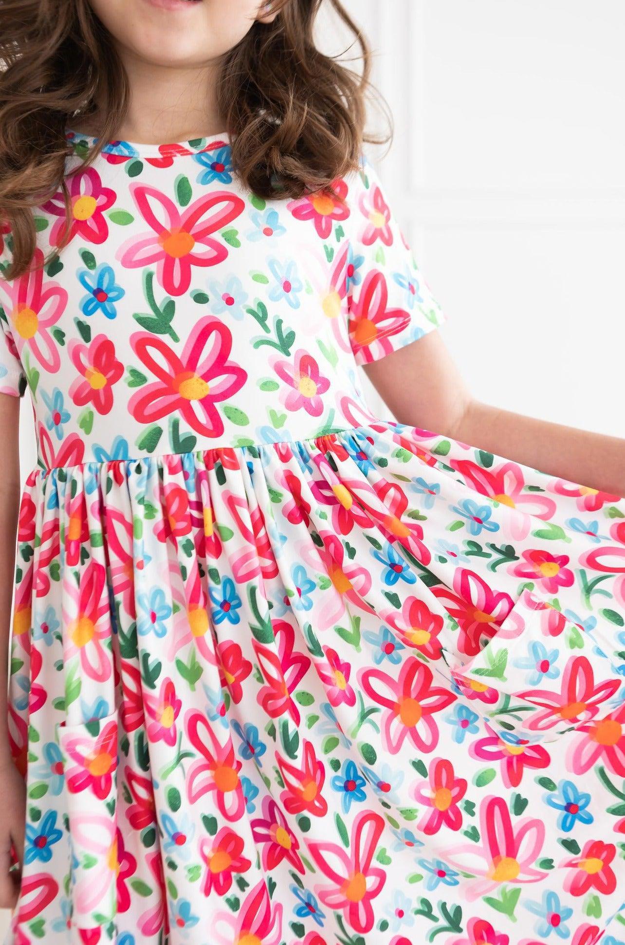 Neon Floral S/S Pocket Twirl Dress Mila & Rose ®