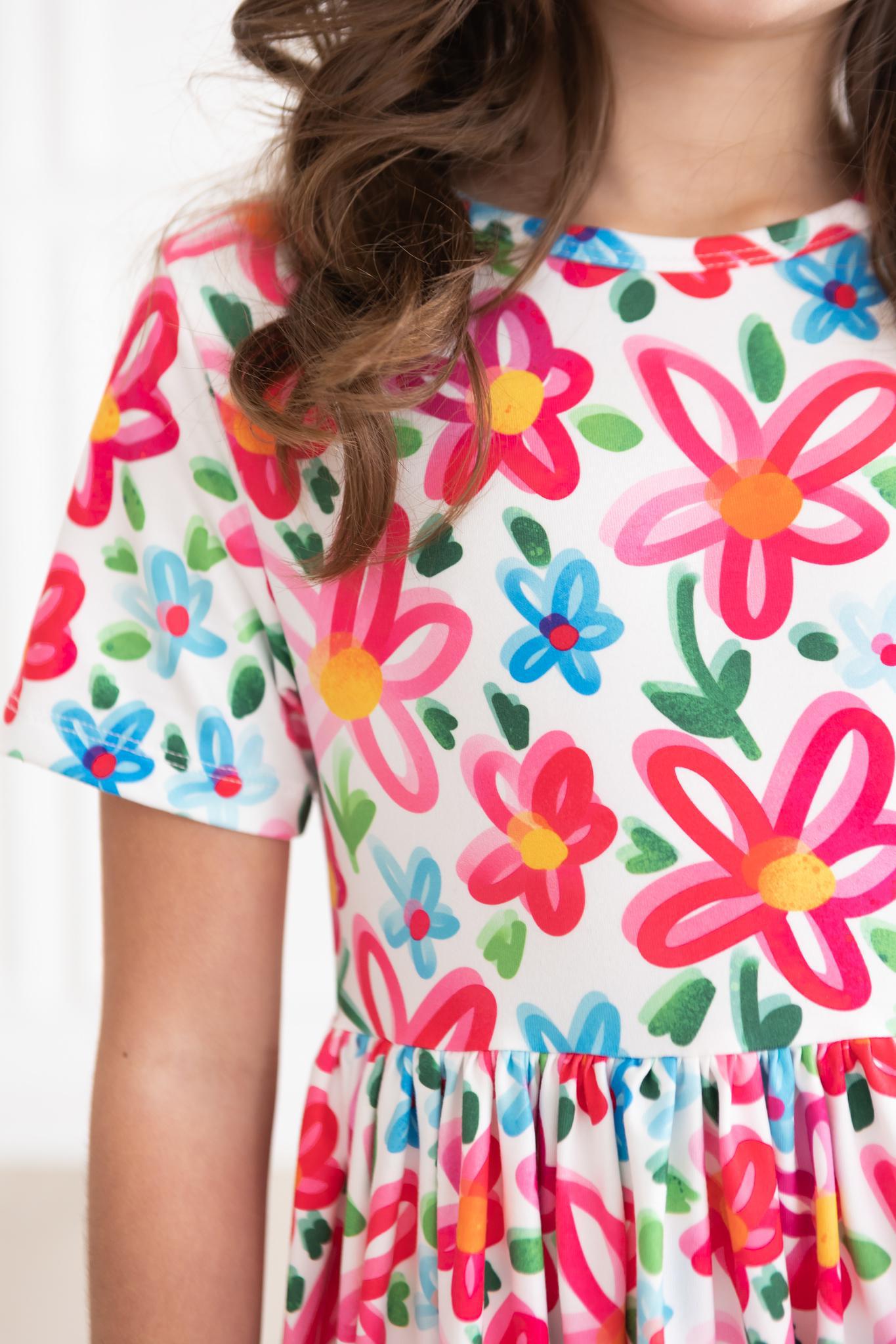 Neon Floral S/S Pocket Twirl Dress Mila & Rose ®