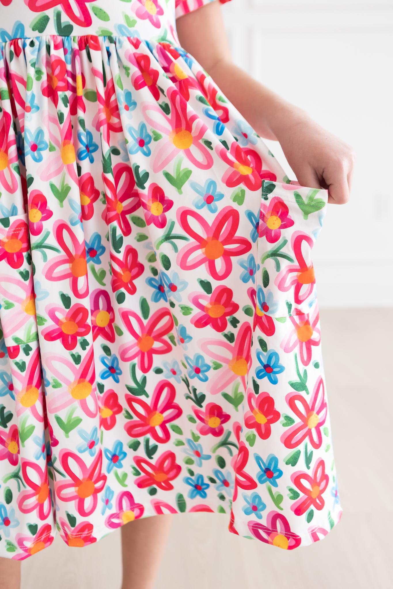 Neon Floral S/S Pocket Twirl Dress Mila & Rose ®