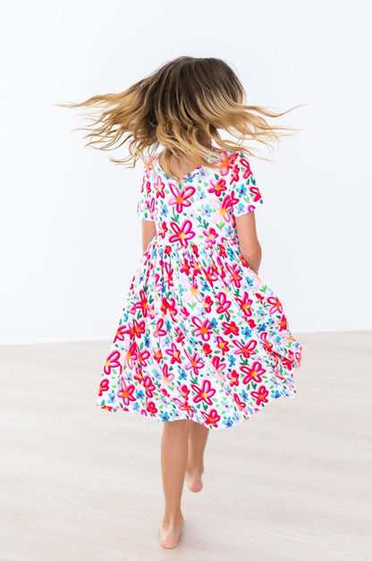 Neon Floral S/S Pocket Twirl Dress Mila & Rose ®