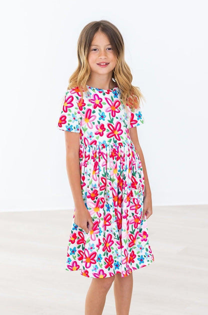 Neon Floral S/S Pocket Twirl Dress Mila & Rose ®