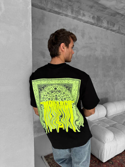 Neon Drip Cotton T-Shirt / Back Print Streetwear Tee Withinblack