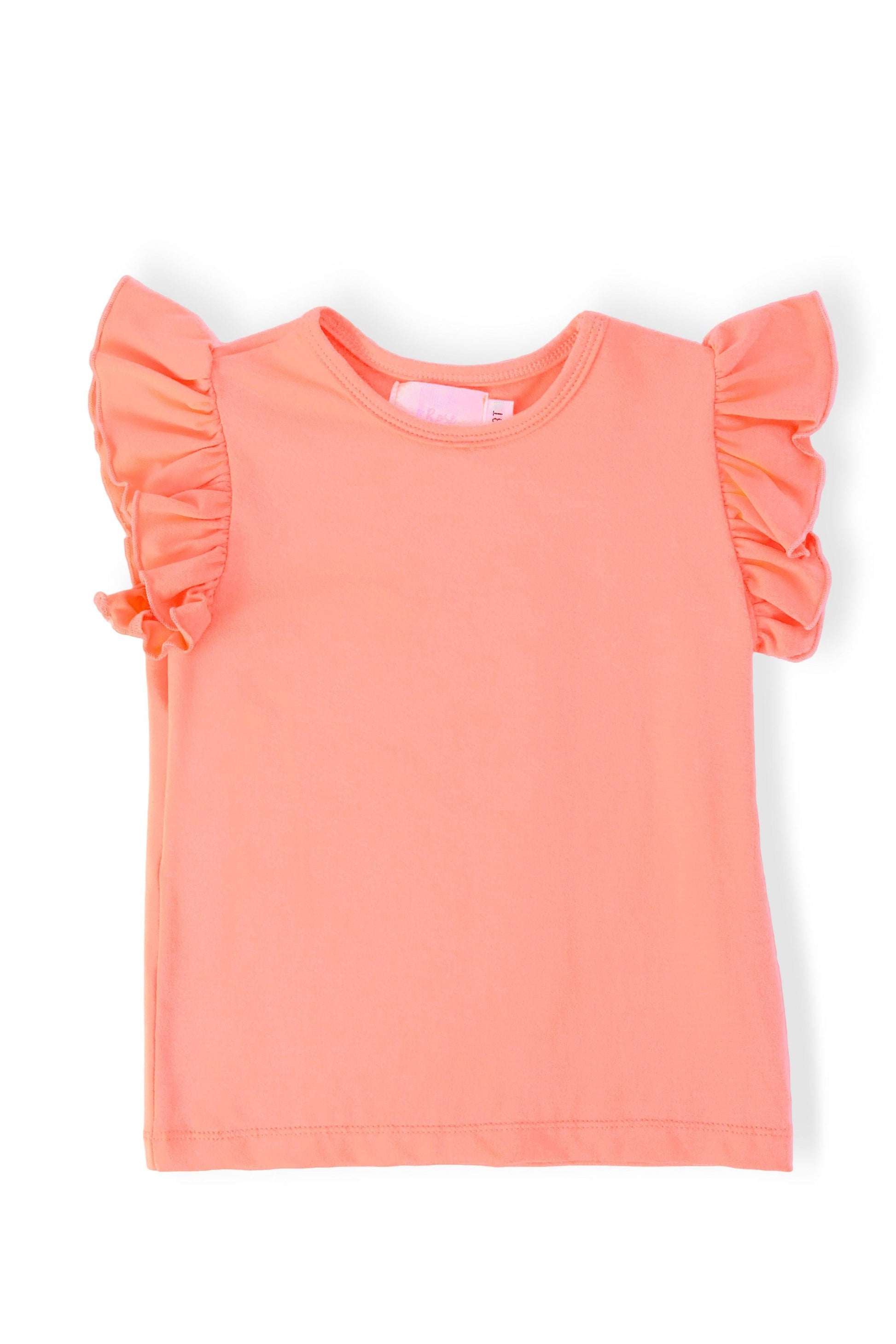 Neon Coral S/S Ruffle Tee Mila & Rose ®
