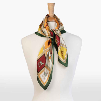 Pony Club - Stylized Equestrian Scarf in Hunter Green, Wine & Amber Urban-Equestrian