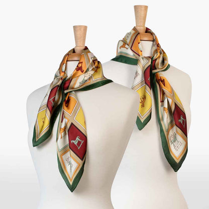 Pony Club - Stylized Equestrian Scarf in Hunter Green, Wine & Amber Urban-Equestrian