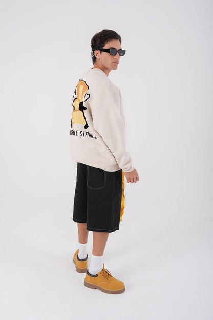Noble Stance Oversized Sweatshirt: Artistic Heart & Dog Graphic Withinblack