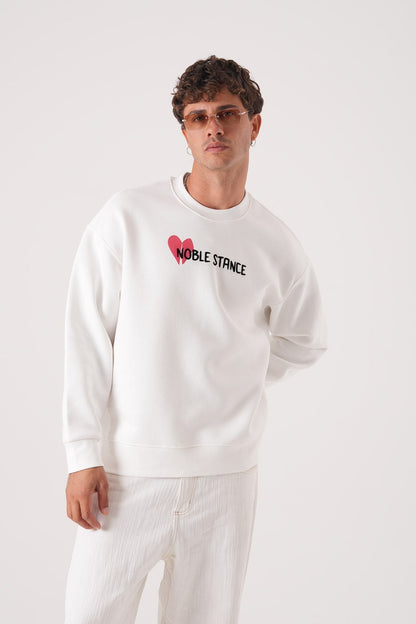 Noble Stance Oversized Sweatshirt: Artistic Heart & Dog Graphic Withinblack