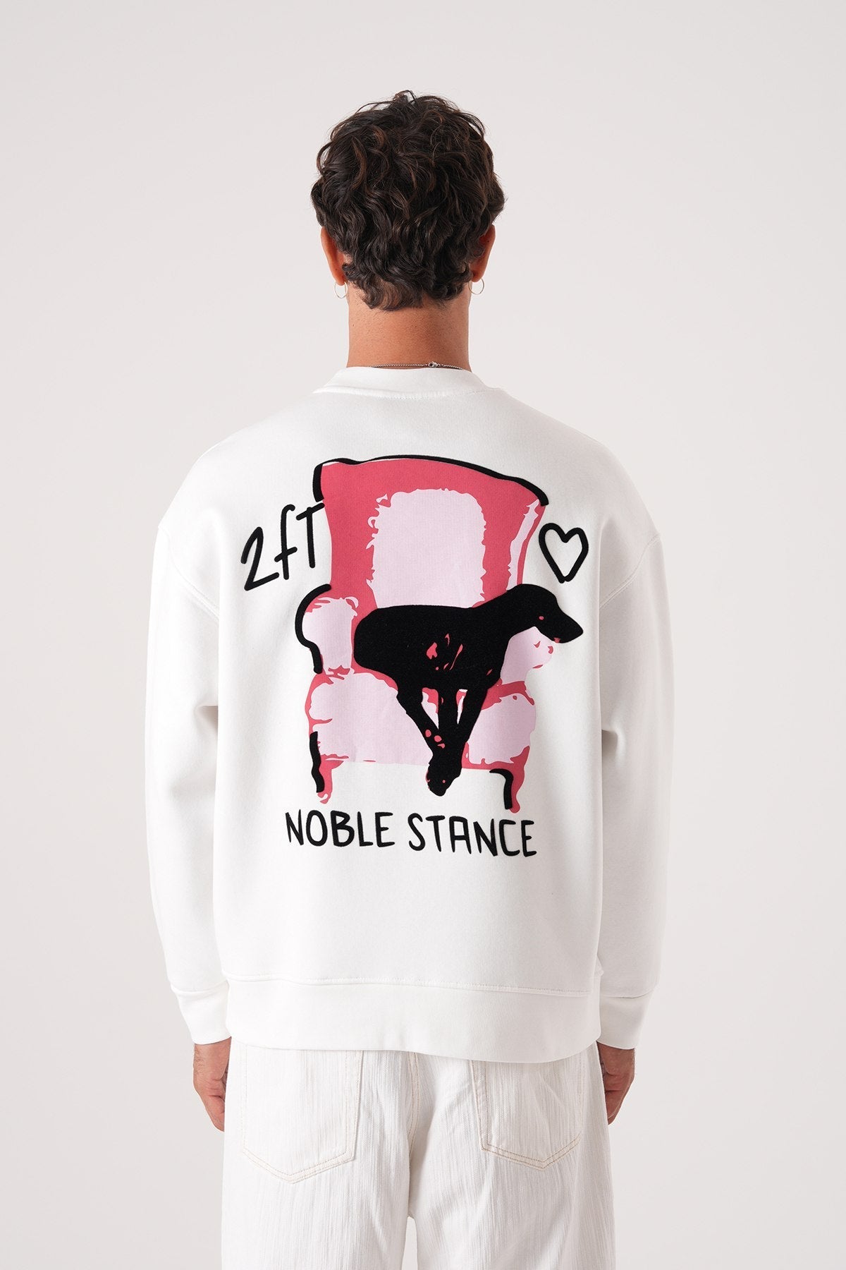Noble Stance Oversized Sweatshirt: Artistic Heart & Dog Graphic Withinblack