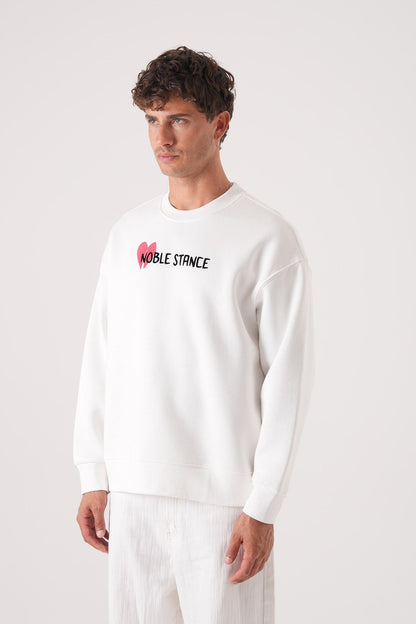 Noble Stance Oversized Sweatshirt: Artistic Heart & Dog Graphic Withinblack