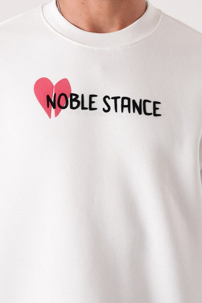 Noble Stance Oversized Sweatshirt: Artistic Heart & Dog Graphic Withinblack