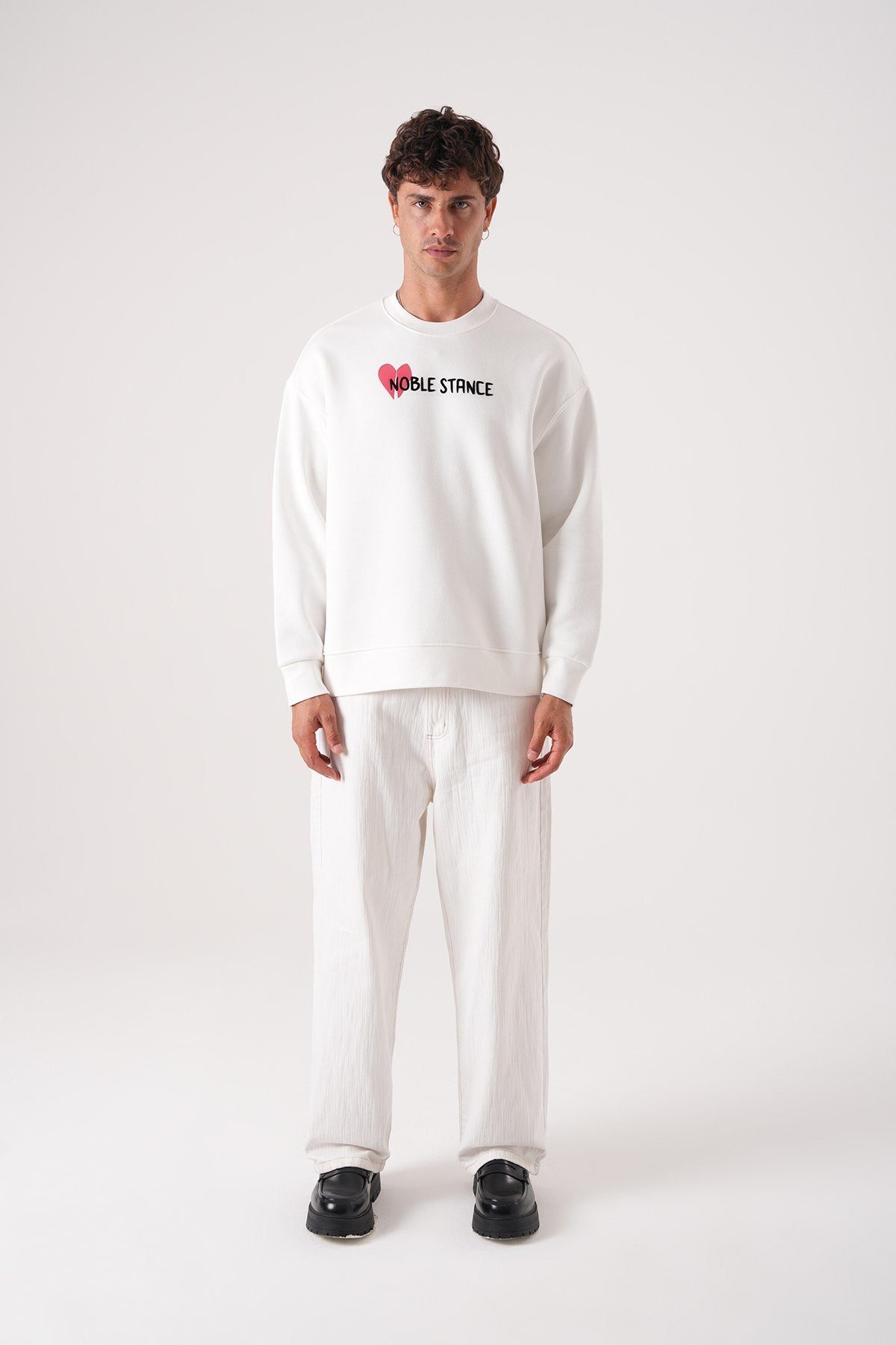 Noble Stance Oversized Sweatshirt: Artistic Heart & Dog Graphic Withinblack