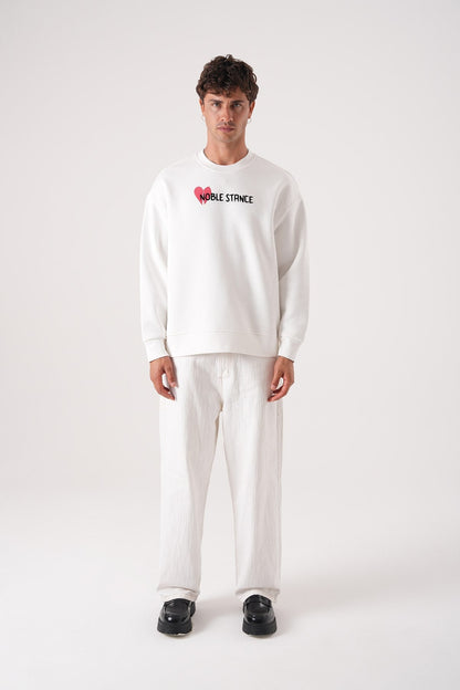 Noble Stance Oversized Sweatshirt: Artistic Heart & Dog Graphic Withinblack