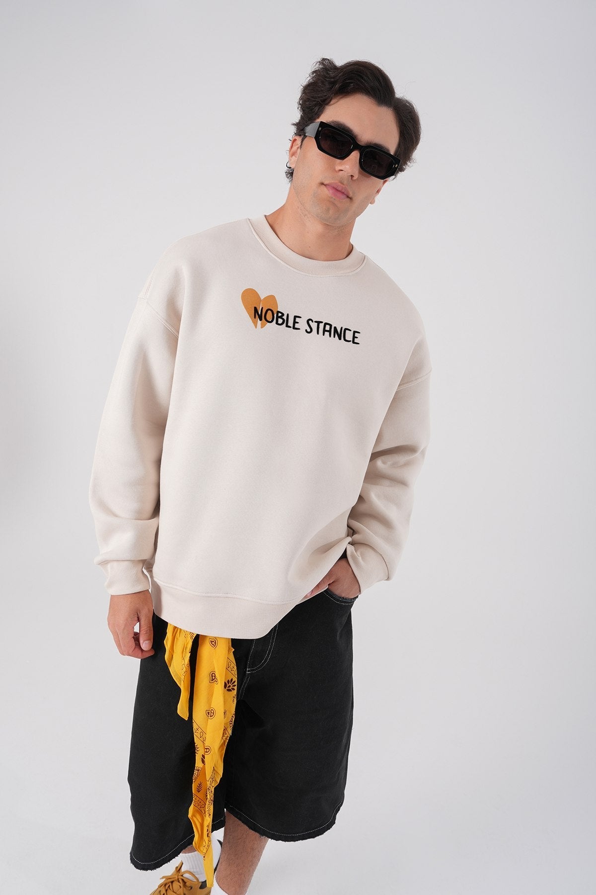 Noble Stance Oversized Sweatshirt: Artistic Heart & Dog Graphic Withinblack