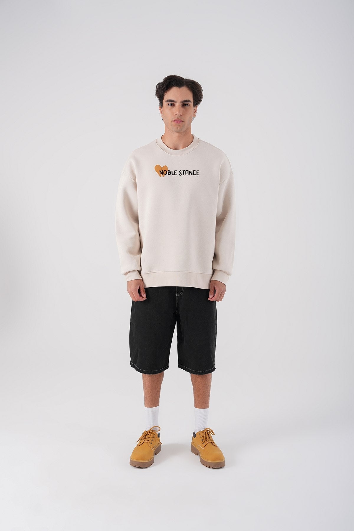 Noble Stance Oversized Sweatshirt: Artistic Heart & Dog Graphic Withinblack