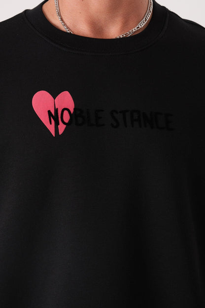 Noble Stance Oversized Sweatshirt: Artistic Heart & Dog Graphic Withinblack