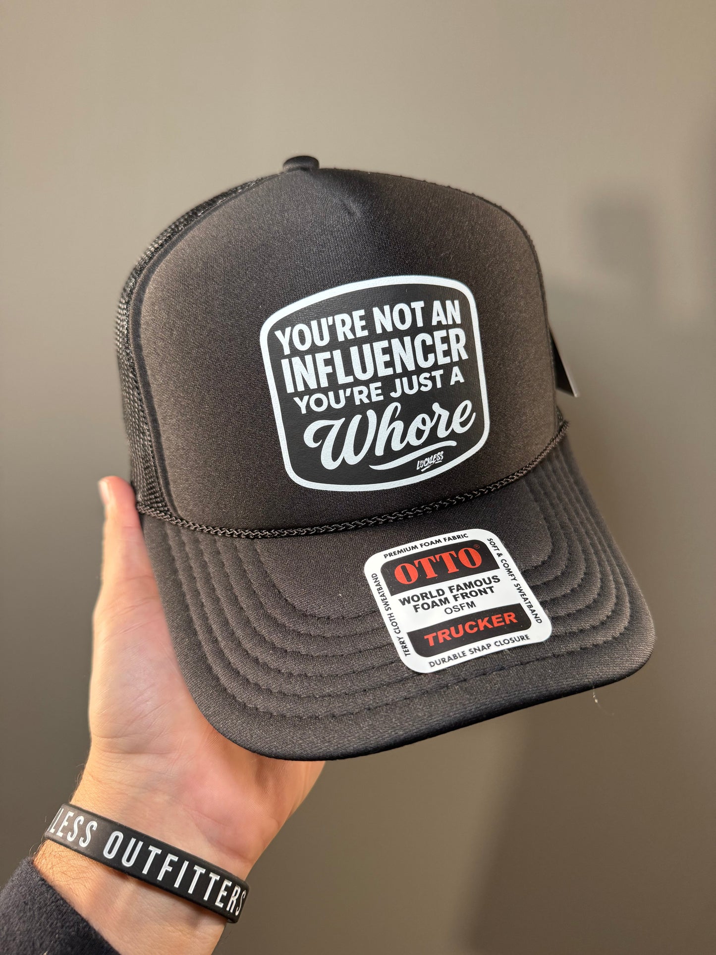 Not an Influencer Trucker Hat Luckless Outfitters