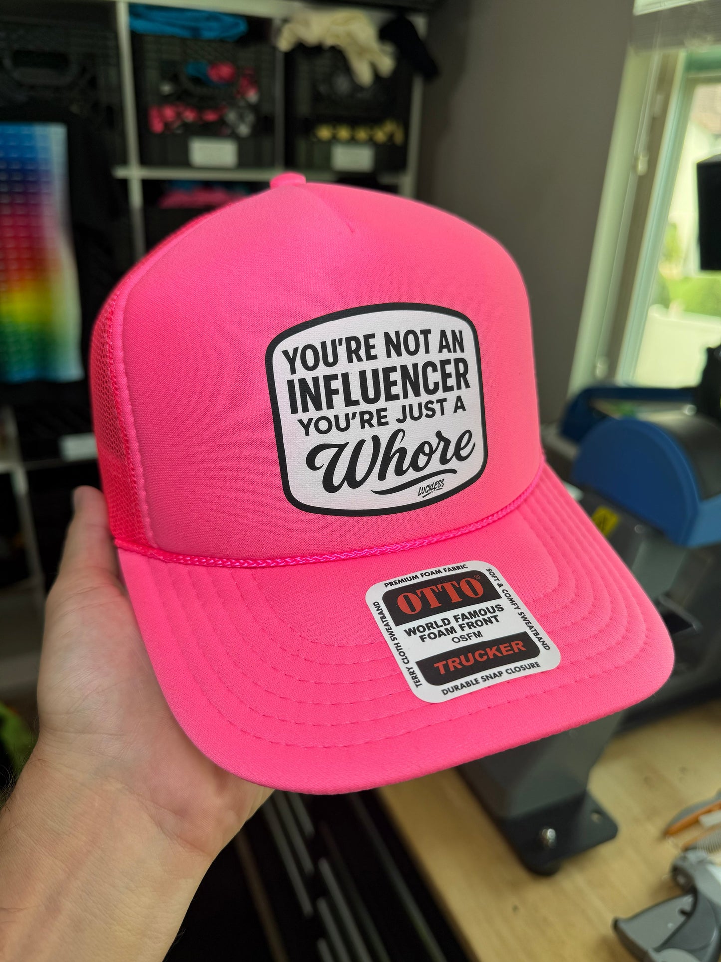 Not an Influencer Trucker Hat Luckless Outfitters