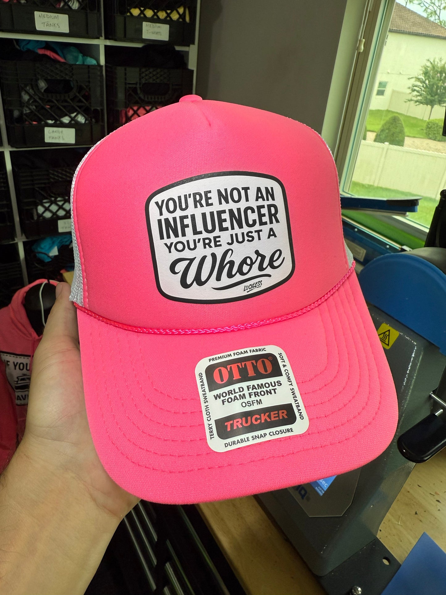 Not an Influencer Trucker Hat Luckless Outfitters