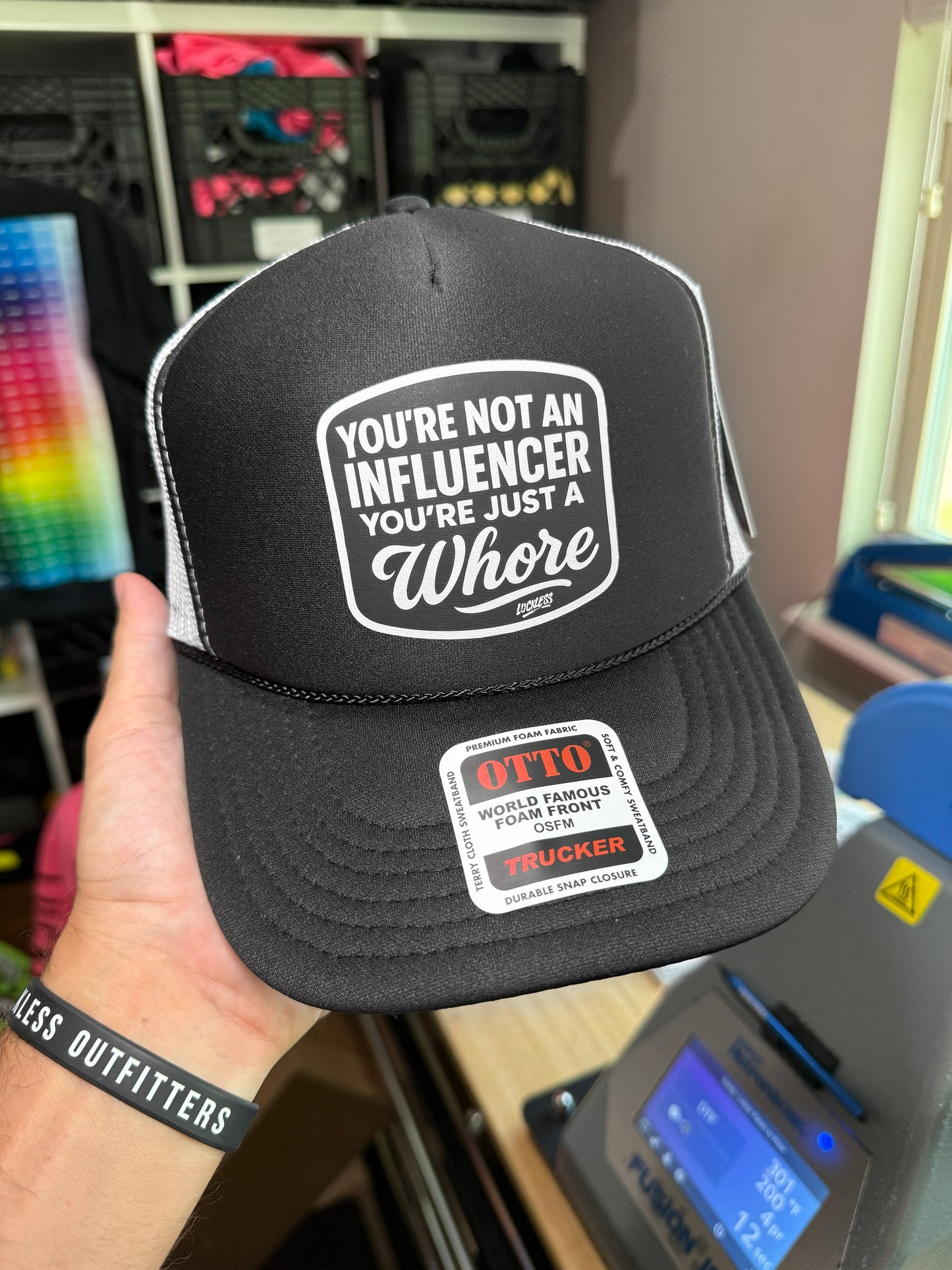 Not an Influencer Trucker Hat Luckless Outfitters