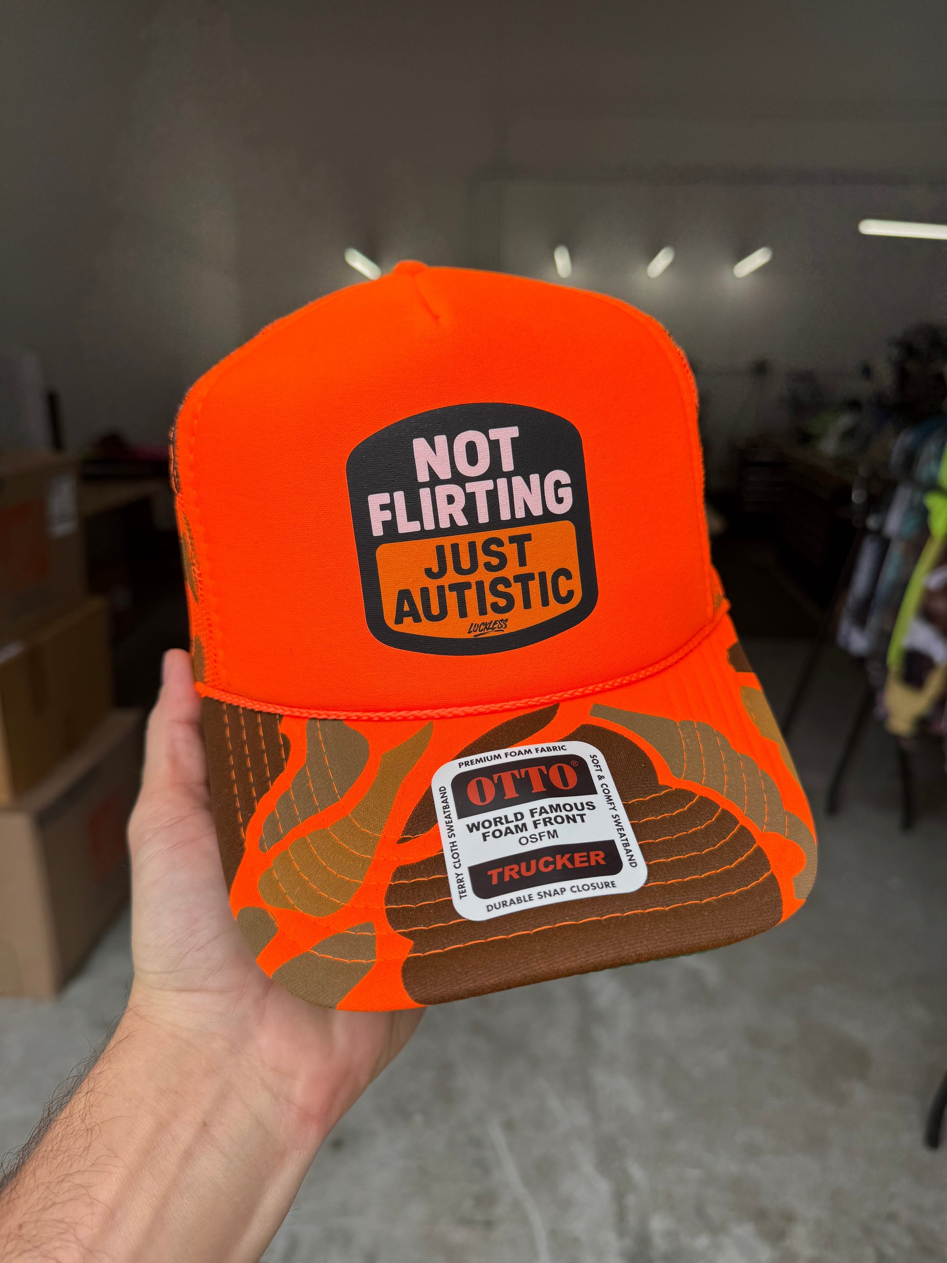 Not Flirting Trucker Hat Luckless Outfitters