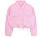 Casual Women's Cropped Denim Jacket in Ghost Pink