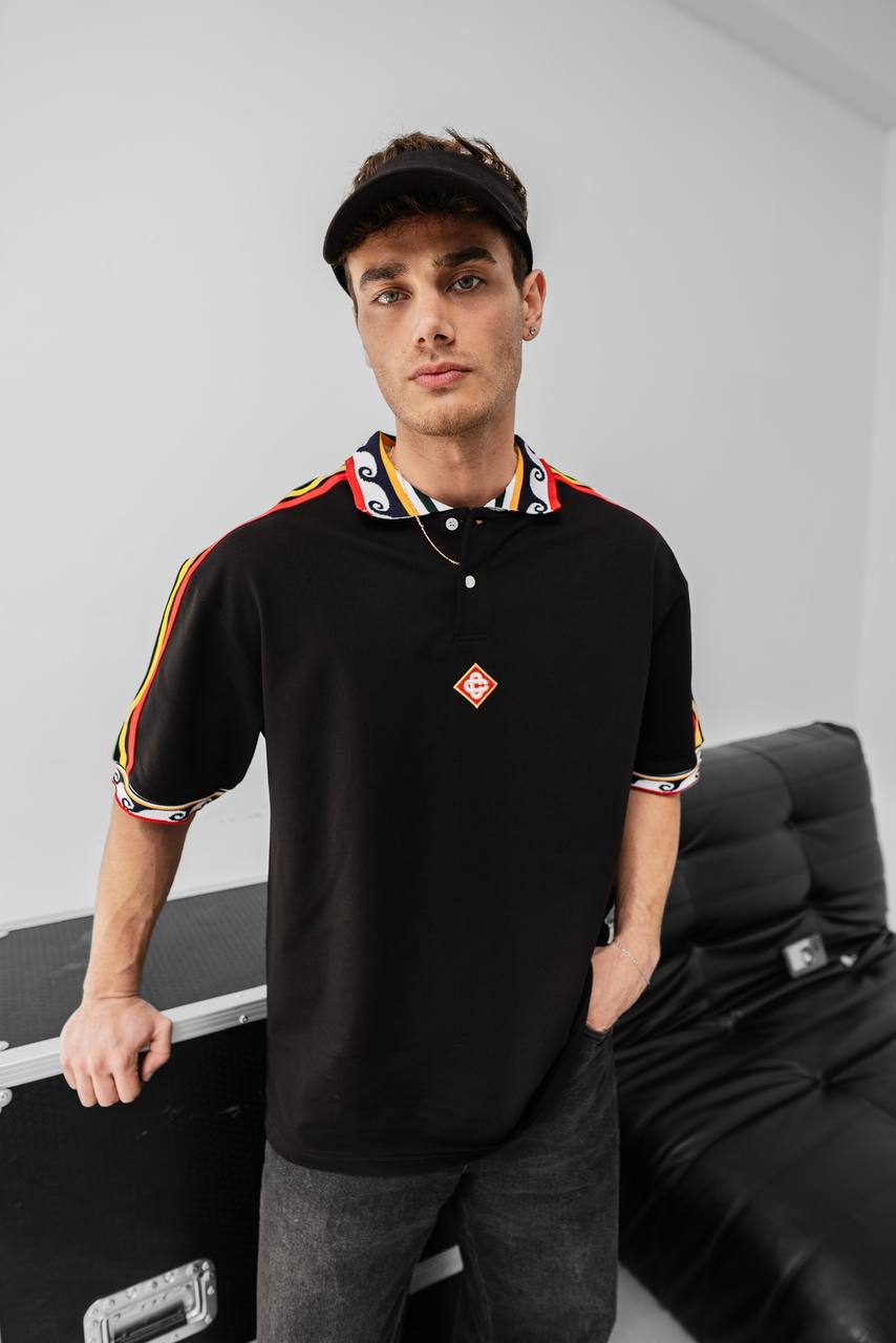 Ethnic Trim Oversized Polo T-Shirt – White Unisex Streetwear Withinblack
