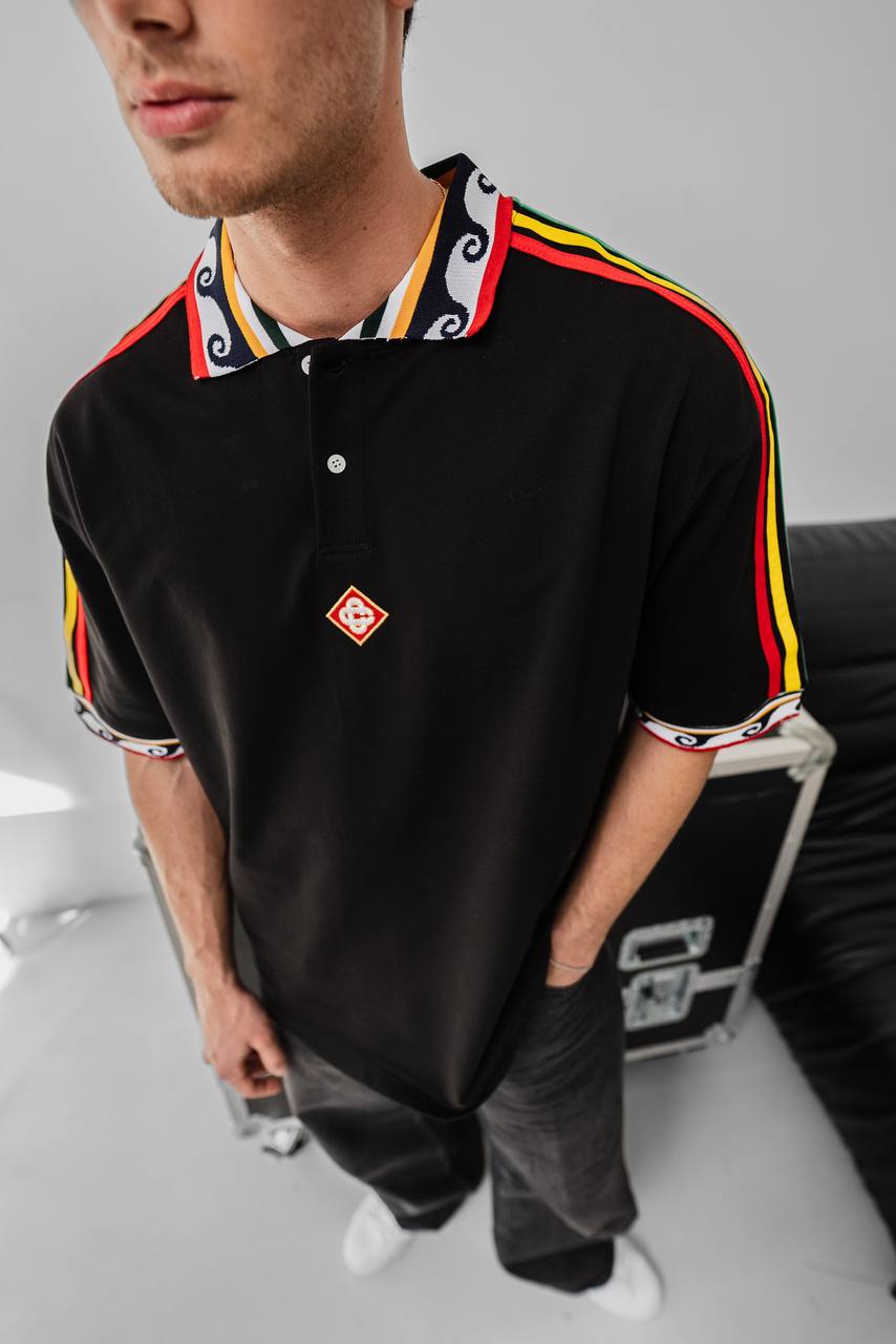 Ethnic Trim Oversized Polo T-Shirt – White Unisex Streetwear Withinblack