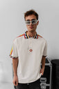 Ethnic Trim Oversized Polo T-Shirt – White Unisex Streetwear Withinblack