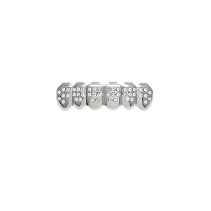 Hip-hop diamond-encrusted and gold-plated teeth grillz