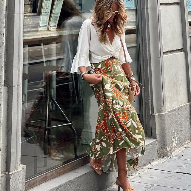Female Print Holiday Casual Skirt Grayceful LLC