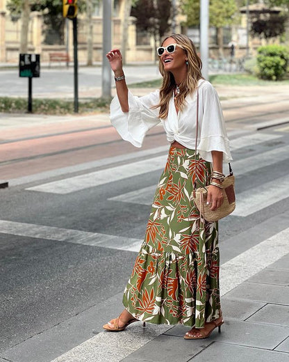 Female Print Holiday Casual Skirt Grayceful LLC