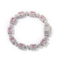 Copper inlaid pink zircon hip-hop bracelet