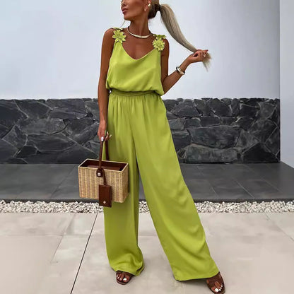 Sleeveless Pocket Jumpsuit Casual Loose Grayceful LLC