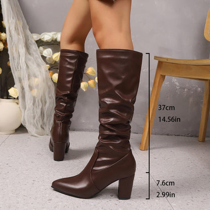 Pointed Pleated-Sleeve High Heel Fashion Boots FitiqueFit
