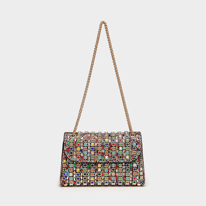 Women's Rhinestone Fashion Aura Bright Dionysian Portable Shoulder Bags Rirati