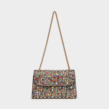 Women's Rhinestone Fashion Aura Bright Dionysian Portable Shoulder Bags Rirati
