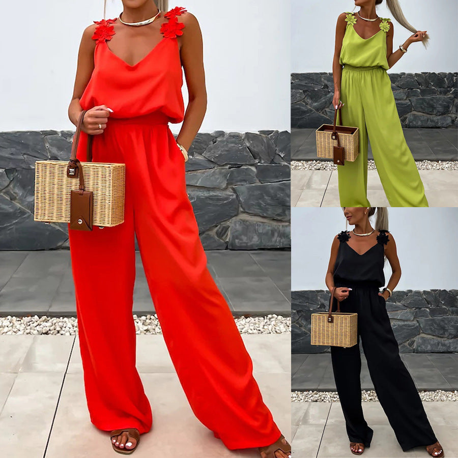 Sleeveless Pocket Jumpsuit Casual Loose Grayceful LLC
